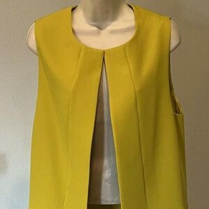NEW GRACIA yellow mustard sleeveless pockets open cardigan coat jacket